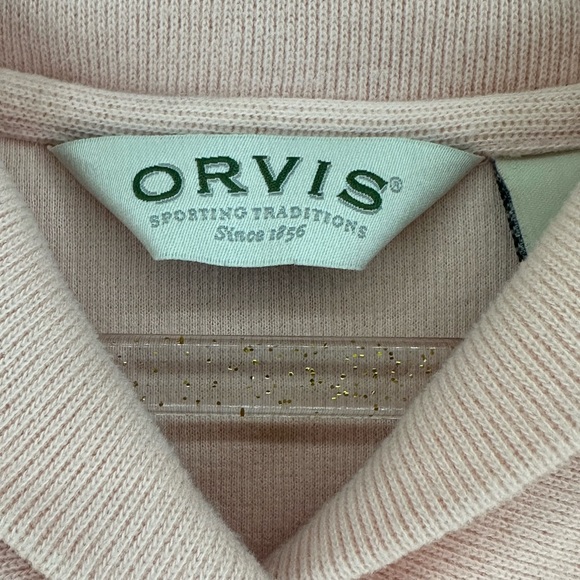 Orvis light pink sweater collared short sleeve size large v neck - Picture 4 of 8